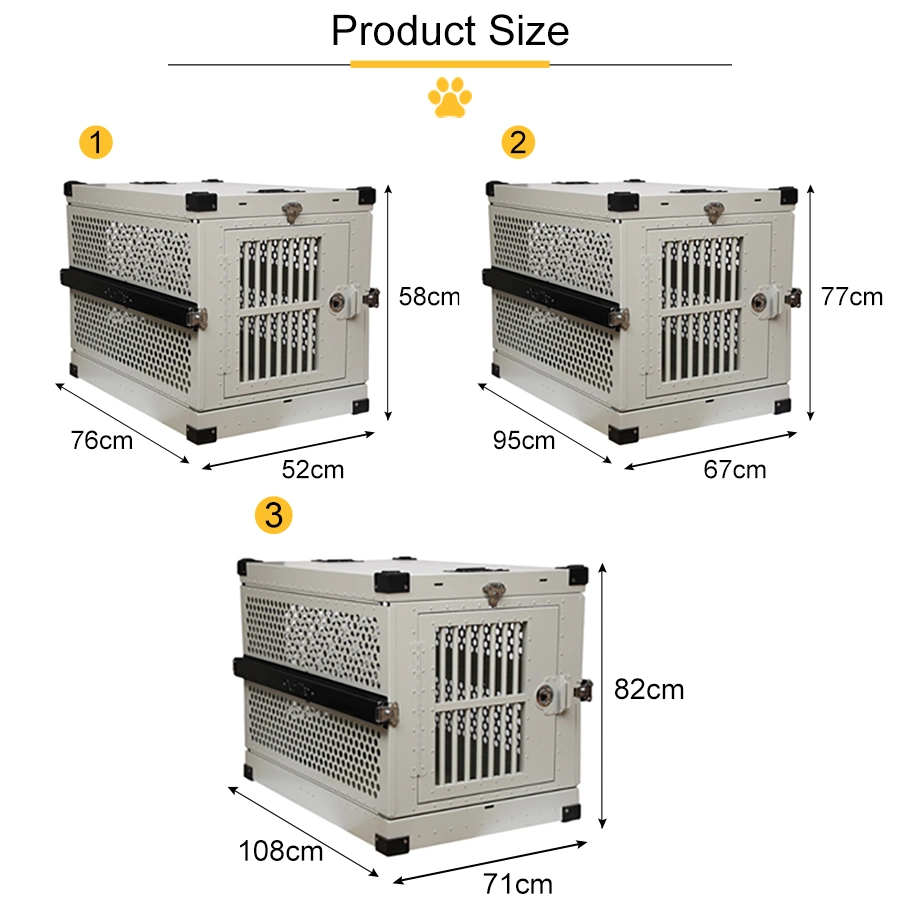 Aluminum Stationary Dog Crate Heavy Duty Dog Kennel Cage Box for Large Strong Dogs